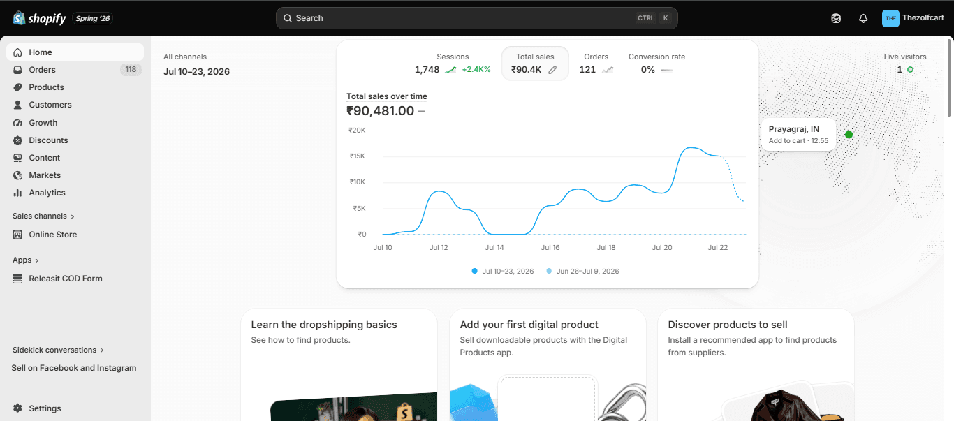 TheZolfKart Shopify Dashboard